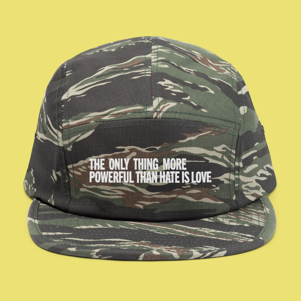 The Only Thing More Powerful Than Hate is Love Embroidered Camo Cap