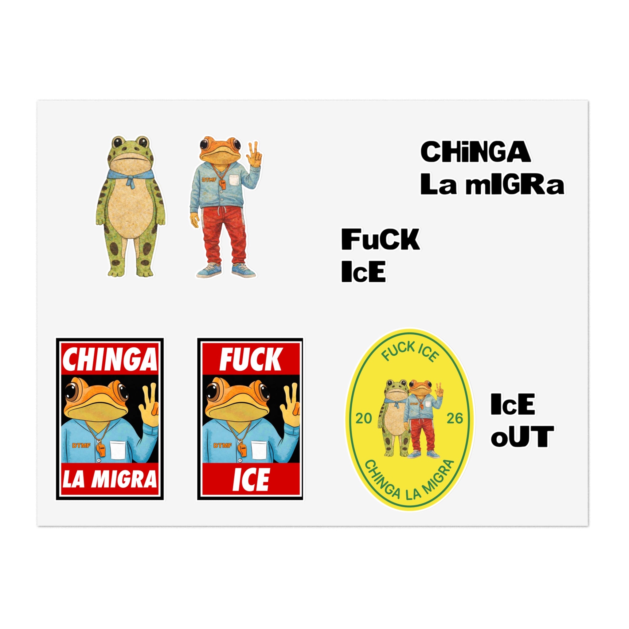 Sapo Concho Chinga La Migra Sticker Sheets